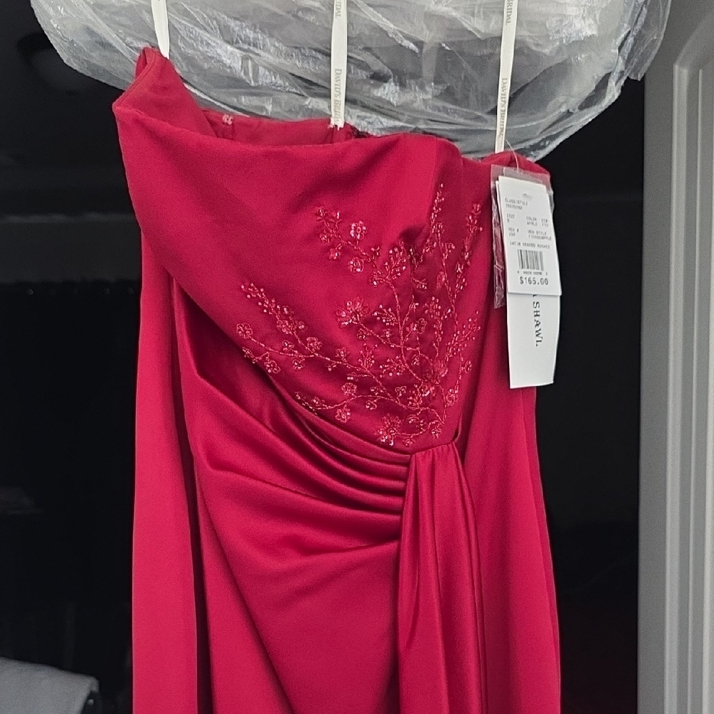 David's Bridal Strapless Red Dress